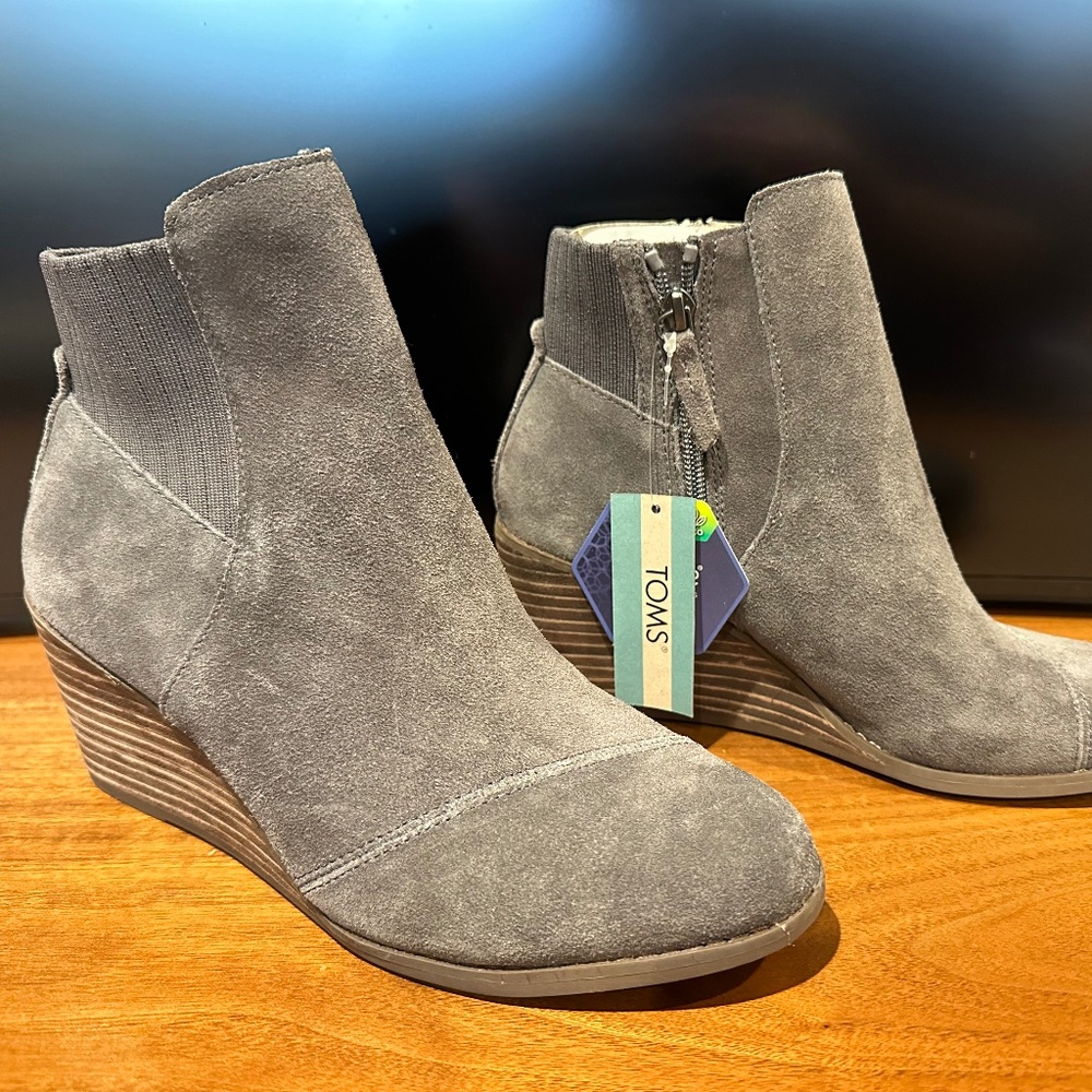 New Toms Sadie Pavement Grey Ankle Boots - Women's Size 8 U.S.